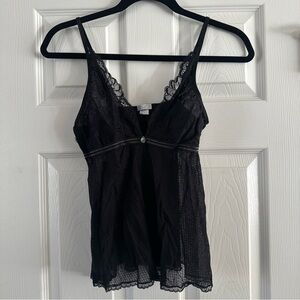 Vintage Y2K CLO Black Lace V-Neck Camisole Whimsigoth Lace Goth Fairy